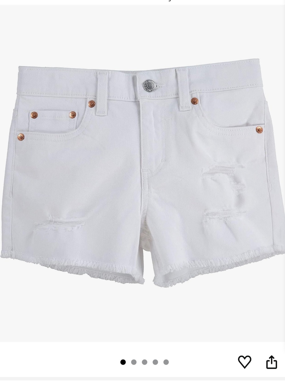 Levi’s Girlfriend Shorts White Wash Distressed Denim Jean Jeans Cut Offs 3T Girl
